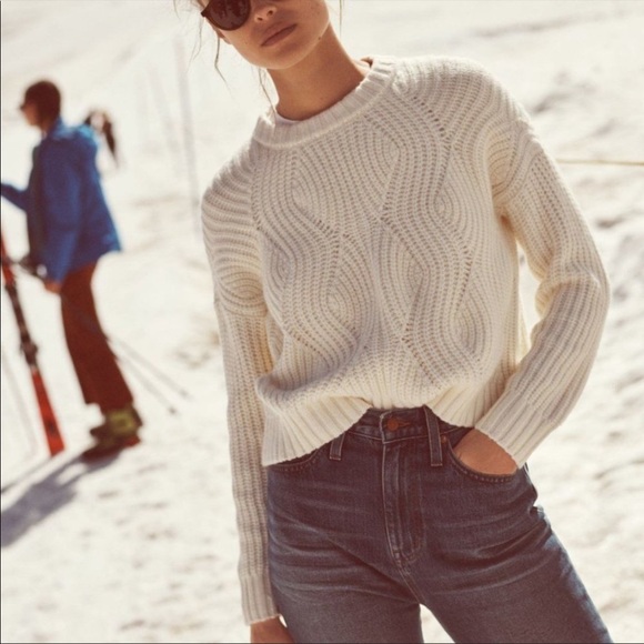 Madewell Sweaters - Madewell Everett Knit Ribbed Pullover Alpaca Wool Sweater Ivory
